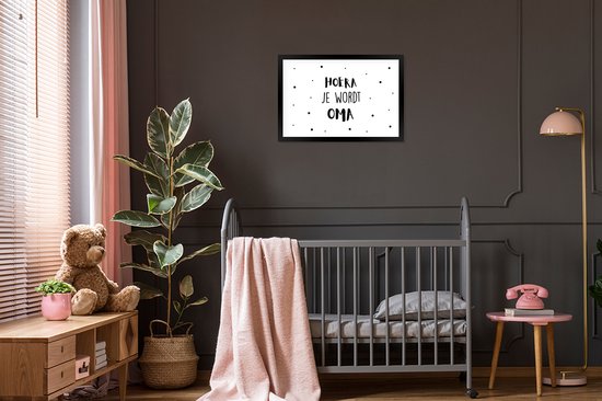 Cadre photo avec affiche - Enceinte - Citations - 'Hourra tu vas être grand-mère' - 60x40 cm - Cadre pour affiche