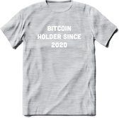 BTC Holder Since 2020 - Crypto T-Shirt Kleding Cadeau | Dames / Heren / Unisex | Bitcoin / Ethereum shirt | Grappig Verjaardag kado | BTC Tshirt Met Print | - Licht Grijs - Gemaleerd - S