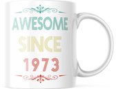 Verjaardag Mok awesome since 1973 | Verjaardag cadeau | Grappige Cadeaus | Koffiemok | Koffiebeker | Theemok | Theebeker