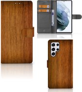 Samsung Galaxy S22 Ultra Book Style Case Donker Hout