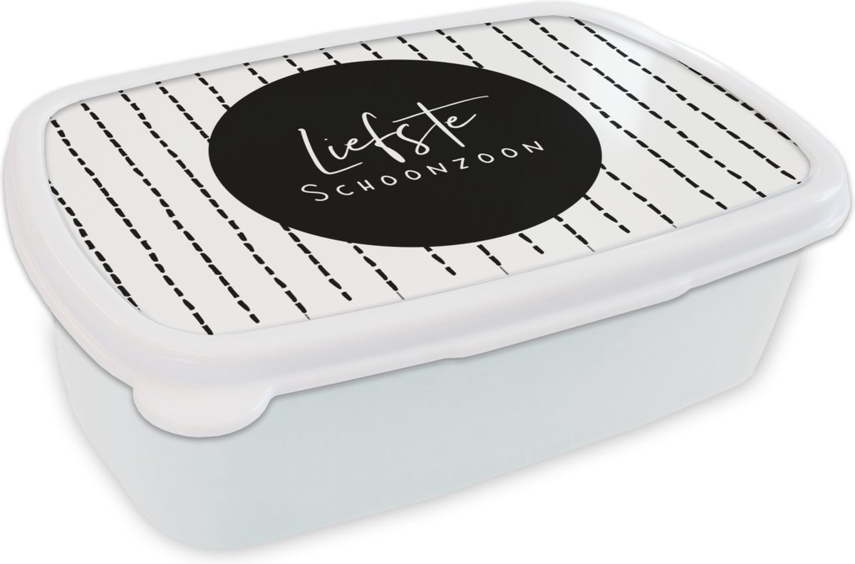 Broodtrommel Wit - Lunchbox - Brooddoos - Zoon - Design - Zwart - Wit - 18x12x6 cm - Volwassenen