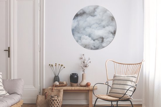 WallCircle - Wandcirkel - Muurcirkel - Kleine wolkjes mist - Aluminium - Dibond - ⌀ 90 cm - Binnen en Buiten