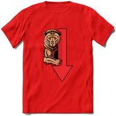 Bear Market - Crypto T-Shirt Kleding Cadeau | Dames / Heren / Unisex | Bitcoin / Ethereum shirt | Grappig Verjaardag kado | Tshirt Met Print | - Rood - XL