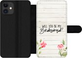 Bookcase Geschikt voor iPhone 12 Pro telefoonhoesje - Quotes - 'Will you be my bridesmaid' - Spreuken - Bruidsmeisje - Met vakjes - Wallet case met magneetsluiting