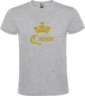 Grijs T shirt met print van "Queen " print Goud size XL