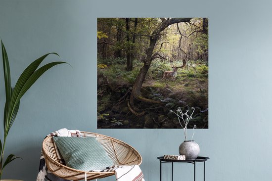 Stickers Stickers muraux - Animal de la forêt - Cerf - Soleil - 100x100 cm - Feuille adhésive XXL