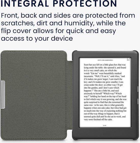 kwmobile e-reader hoesje geschikt voor Kobo Glo HD / Touch 2.0 hoes - Ereader flip case met standaard - Kunstleren e reader cover - Brushed Hart design in grijs van Merkloos — afbeelding 3