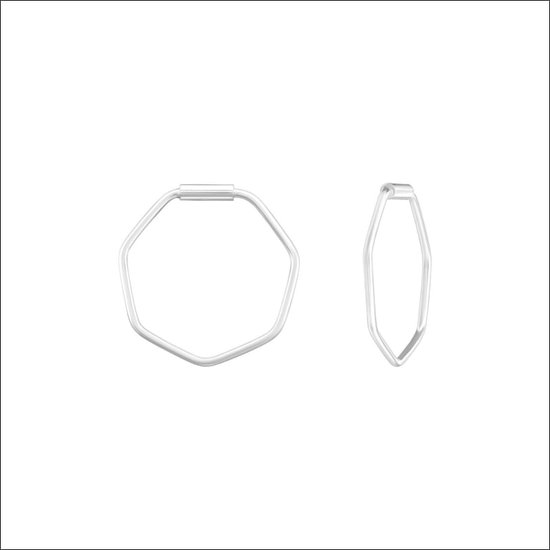 Aramat jewels ® - Geometrische oorringetjes zeshoek zilver 14x0.8mm 925 zilver