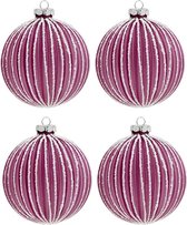 Kerstballen Set van 4 Ø 10 cm Roze Glas Rond Kerstboomversiering Kerstversiering Kerstdecoratie