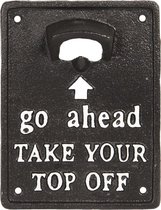 Flesopener Muur 17*13*3 cm Bruin Ijzer Rechthoek Take your top off Bieropener Muur
