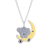 Zilveren ketting meisje | Zilveren ketting met hanger, koala met maan