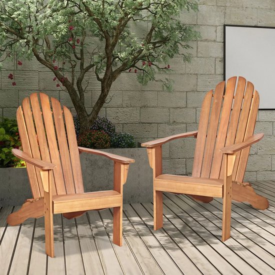 MEUBELEXPERT weerbestendige houten Adirondack tuinstoel met gebogen