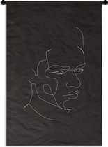 Wandkleed - Wanddoek - Gezicht - Man - Line art - 120x180 cm - Wandtapijt