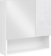 FURNIBELLA -spiegelkast, wandkast, badkamermeubel met verstelbare plankniveaus, badkamer, 54 x 15 x 55 cm, wit BBK122W01