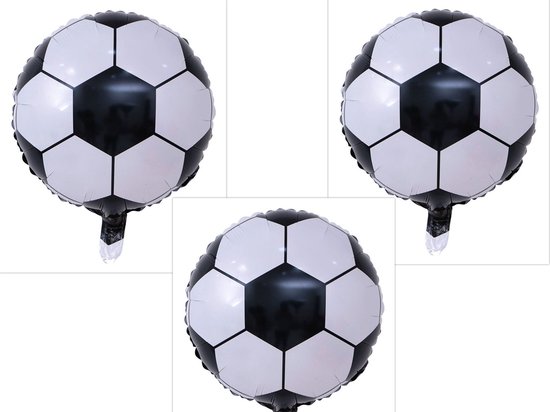 Voetbal - folie ballonnen - 3 stuks - doorsnede 43 cm - ballen