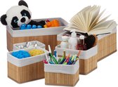 Relaxdays 6x opbergmand bamboe - manden set - badkamermandjes - opbergbox - speelgoed