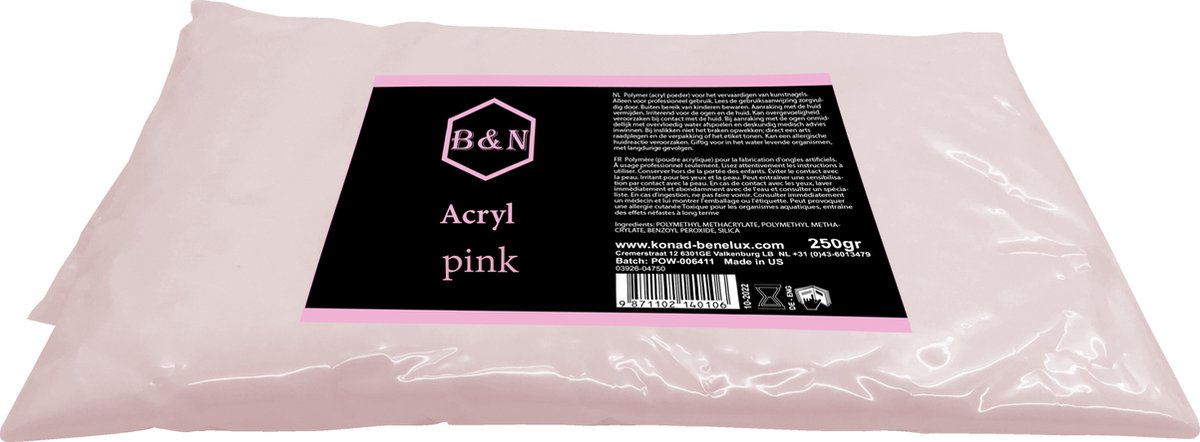 Acryl - pink - 250 gr | B&N - acrylpoeder - VEGAN - acrylpoeder