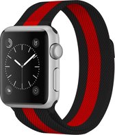 Mobigear Milanese Roestvrij Staal Bandje Geschikt voor Apple Watch SE (44mm) - Zwart / Rood