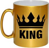 1x Cadeau King beker / mok - goud met zwarte bedrukking - 300 ml keramiek - gouden bekers