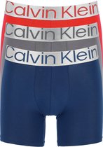 Calvin Klein Boxer Brief (3-pack) - heren boxers extra lang - grijs - blauw en rood -  Maat: S