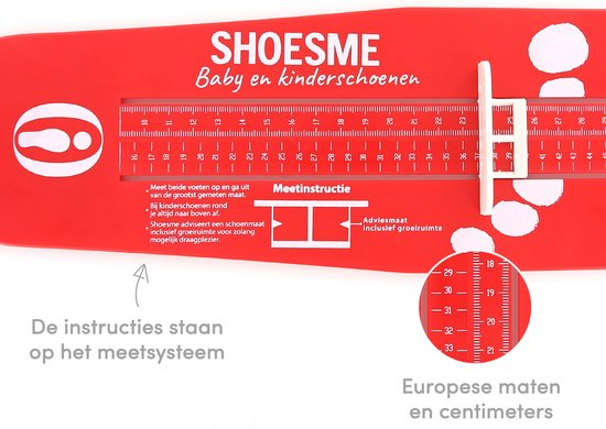 Schoenmaat baby en kind meten | Shoesme universeel meetsysteem | Vanaf maat 16 t/m maat 48 - Shoesme