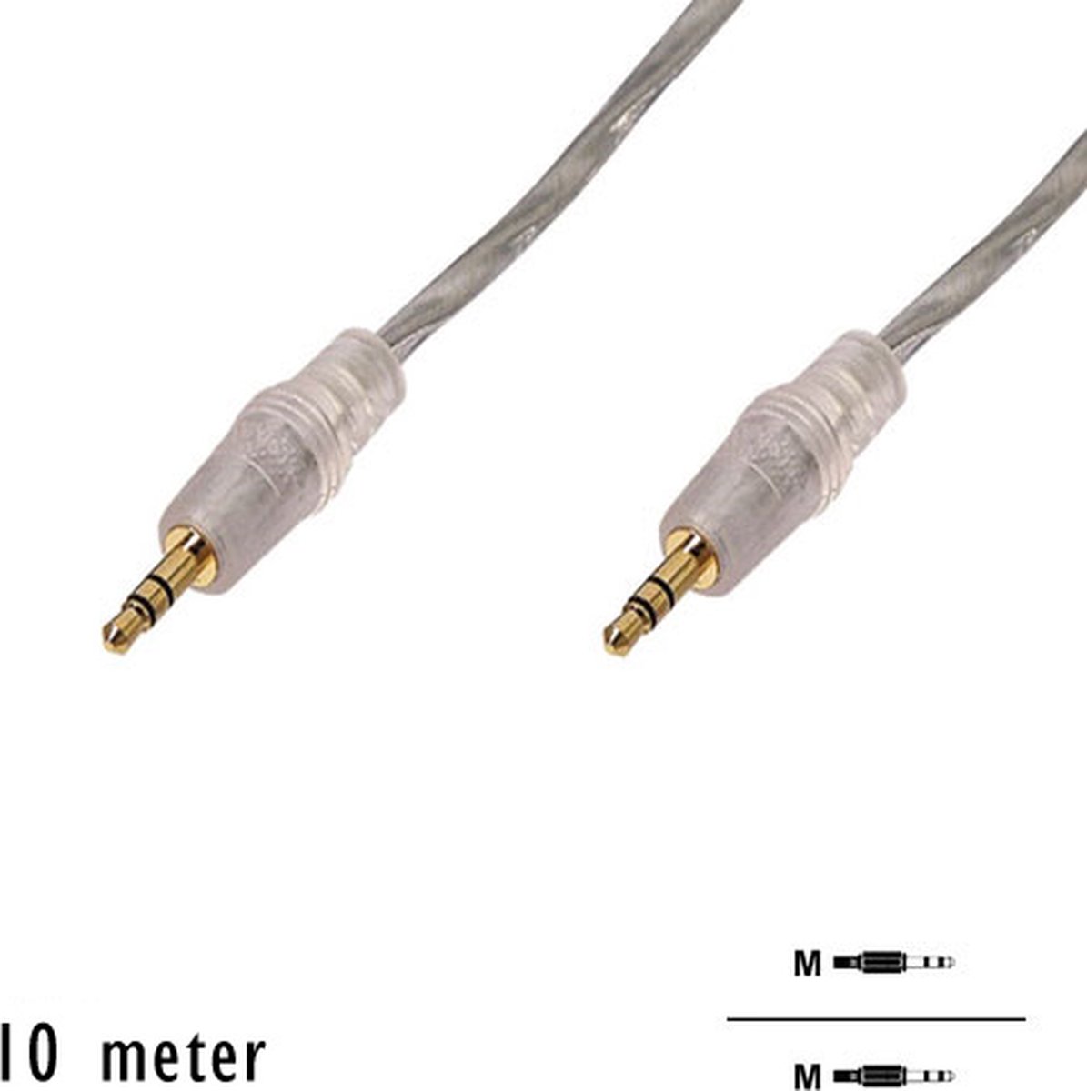 ACT AK2246 High Quality Aansluitkabel 3,5mm Stereo Jack Male - Male - 10 meter