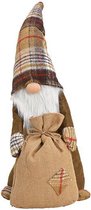 G. Wurm Kerst Kabouter Deco Object - 22 x 20 x 55 cm - Textiel - Bruin