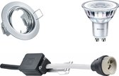 LED Spot Set - GU10 Fitting - Inbouw Rond - Glans Chroom - Kantelbaar Ø83mm - Philips - CorePro 827 36D - 4.6W - Warm Wit 2700K - BES LED