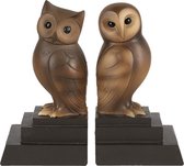 Boekensteunen Set van 2 Uil 19*10*18 cm Bruin Polyresin Boekenhouders Boekensteun