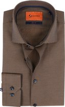 Suitable - Overhemd Widespread Faux Bruin - 41 - Heren - Slim-fit