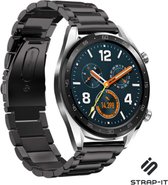 Stalen Smartwatch bandje - Geschikt voor  Huawei Watch GT / GT 2 stalen band - zwart - 42mm - Strap-it Horlogeband / Polsband / Armband