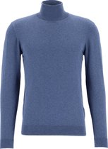 Michaelis heren trui katoenmengsel - slim fit met col - jeansblauw -  Maat: XL