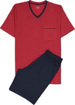 Gotzburg heren shortama - V-hals - rood met blauw en wit dessin -  Maat: S