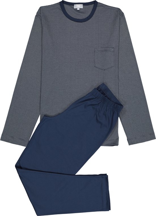 Mey heren pyjama Bennison - blauw heel fijn gestreept - Maat: M