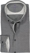Redmond slim fit overhemd - dobby structuur - zwart met wit mini dessin (contrast) - Strijkvriendelijk - Boordmaat: 41/42