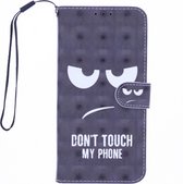 LuxeBass Boekhoesje met print geschikt voor Motorola Moto G9 Play - Don't Touch My Phone 3D - telefoonhoes - gsm hoes - telefoonhoesjes