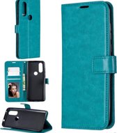 LuxeBass Hoesje geschikt voor Motorola Moto One Action hoesje book case turquoise - telefoonhoes - gsm hoes - telefoonhoesjes