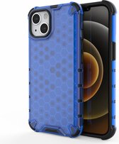 Lunso - Honinggraat Armor Backcover hoes - Geschikt voor iPhone 13 - Blauw