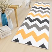 Tapiso Maya Loper Vloerkleed Grijs Wit Geel Gang Modern Woonkamer Gang Maat- 70x350