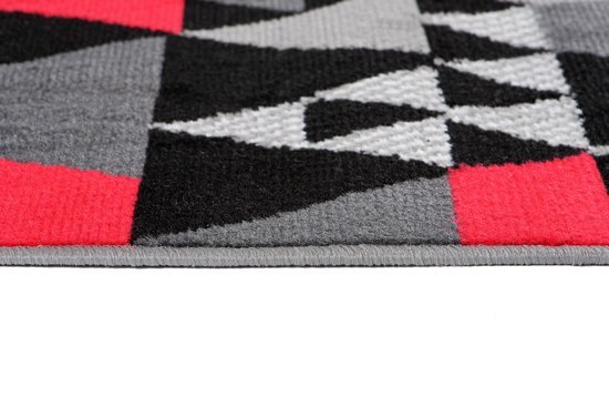 Tapiso Maya Tapis de couloir Zwart Rouge Couloir Moderne Salon Couloir Taille - 80x500