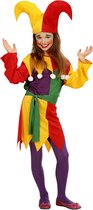 Widmann - Clown & Nar Kostuum - Hofnar Jolly Joker Kind Kostuum Meisje - Multicolor - Maat 128 - Carnavalskleding - Verkleedkleding