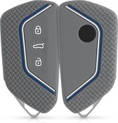 kwmobile autosleutel hoesje geschikt voor VW Golf 8 3-knops autosleutel hoes - Siliconen autosleutel behuizing - Auto sleutel case met honingraat - Sleuteletui in grijs / blauw / w