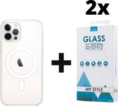 Backcover Met MagSafe Transparant iPhone 12 Pro Max - 2x Gratis Screen Protector - Telefoonhoesje - Smartphonehoesje