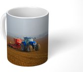 Mok - Koffiemok - Tractor - Blauw - Mist - Mokken - 350 ML - Beker - Koffiemokken - Theemok