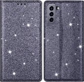 Glitter Book Case - Samsung Galaxy S22 Hoesje - Grijs