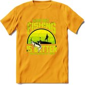 A Bad Day Fishing - Vissen T-Shirt | Groen | Grappig Verjaardag Vis Hobby Cadeau Shirt | Dames - Heren - Unisex | Tshirt Hengelsport Kleding Kado - Geel - L