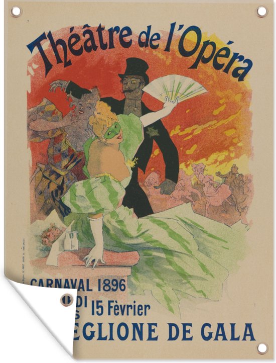 Tuinschilderij Théâtre de l'Opéra Grand Veglione de Gala - poster van Jules Chéret - 60x80 cm - Tuinposter - Tuindoek - Buitenposter