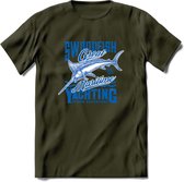 Fishing - Vissen T-Shirt | Grappig Verjaardag Vis Hobby Cadeau Shirt | Dames - Heren - Unisex | Tshirt Hengelsport Kleding Kado - Leger Groen - L