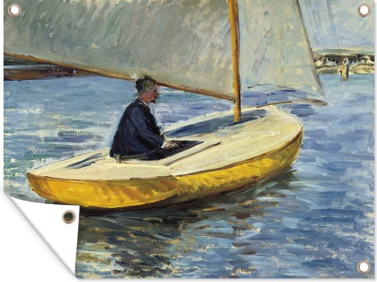 Décoration murale extérieure Le bateau jaune - Tableau de Gustave Caillebotte - 160x120 cm - Toile de jardin