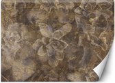 Trend24 - Behang - Bloemen In Goud - Behangpapier - Behang Woonkamer - Fotobehang - 300x210 cm - Incl. behanglijm